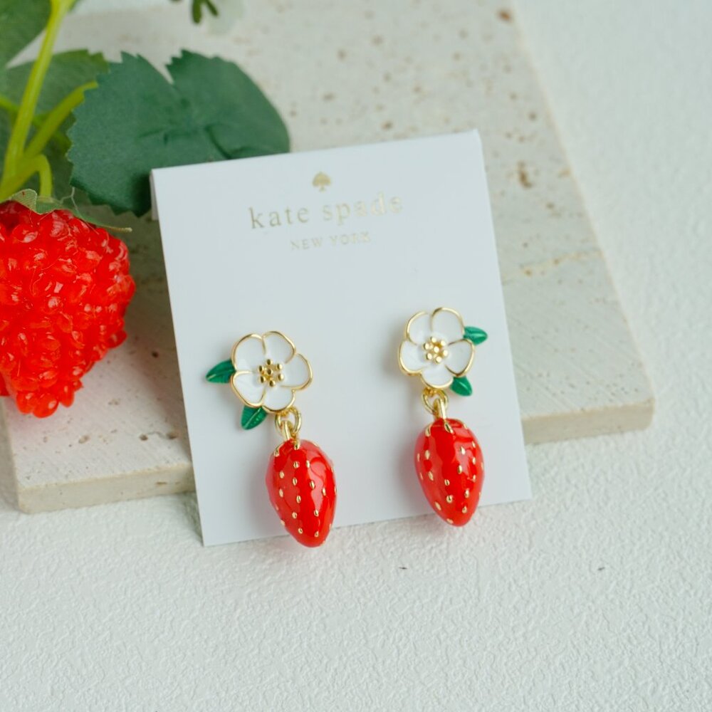 Kate Spade strawberry earrings - Picture 3 of 9